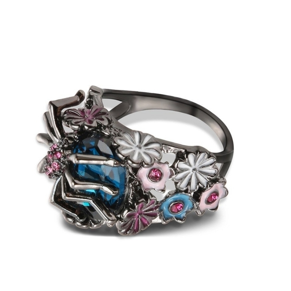 925 stamped sterling silver Crystal spider accent rings size 6 7 8 9 - Picture 6 of 16